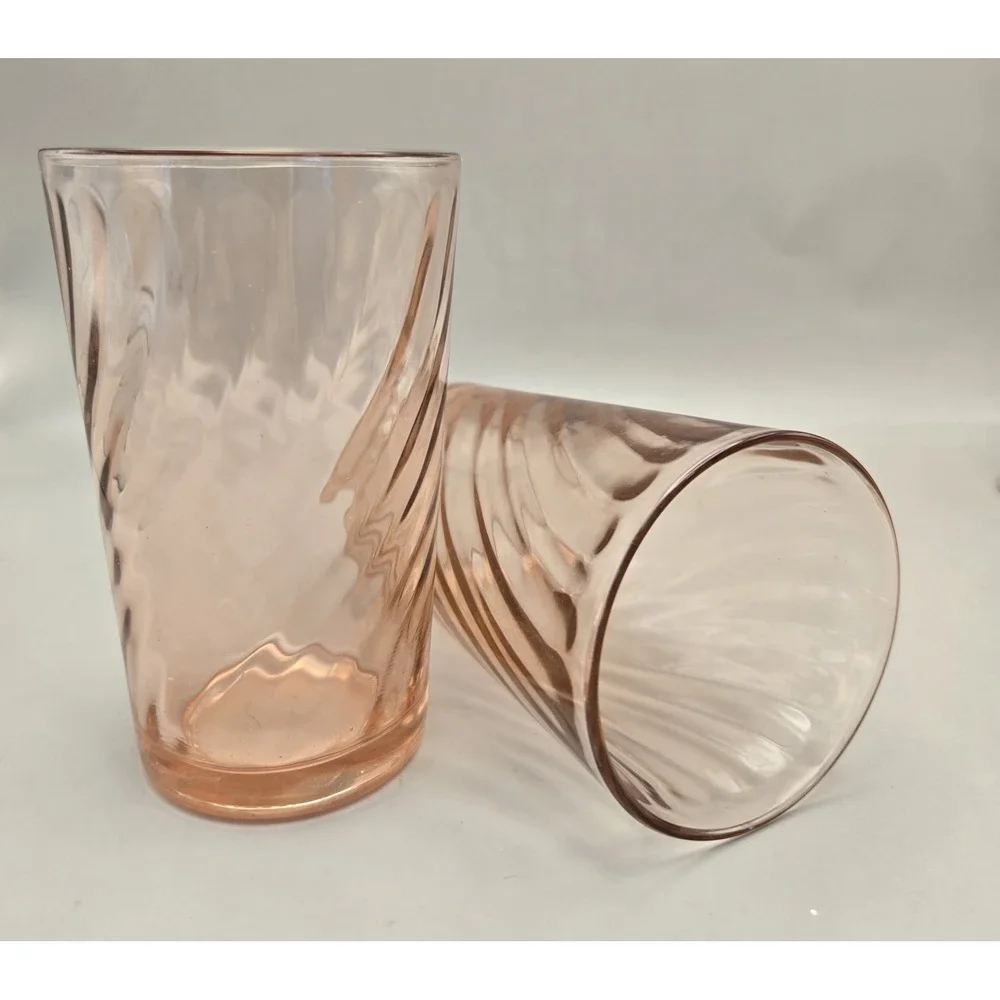 2 Vintage 60's Swirl Rosaline Tumblers 4.75